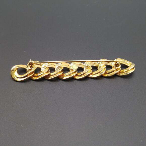 Vintage Monet Vintage Double Curb Chain Brooch, Gold Plated, 1980s - Picture 10 of 10
